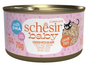 SCHESIR CAT Baby Chicken with salmon in broth 70g (puszka)