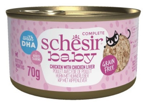 SCHESIR CAT Baby Chicken with chicken liver in broth 70g (puszka)
