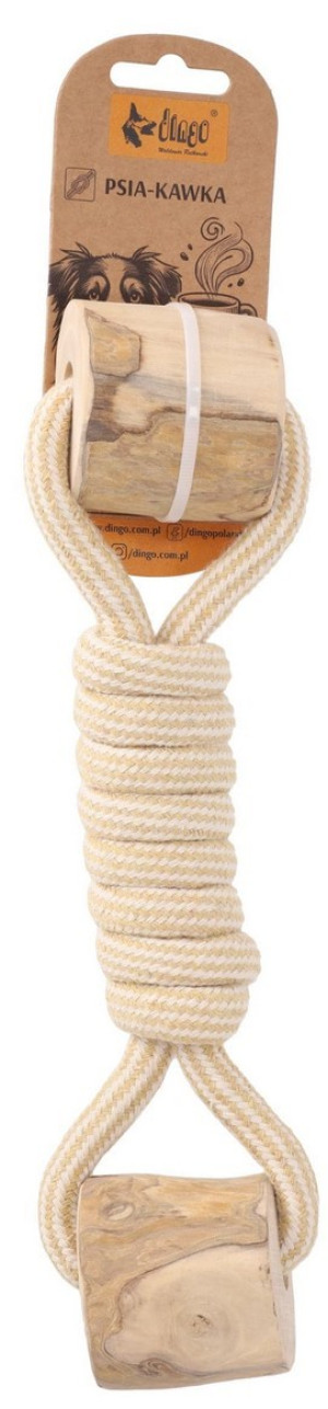 DINGO Gryzak z drewna kawowego na sznurze HANTEL 27 cm