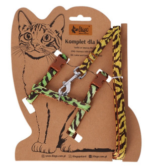 DINGO Komplet szelki + smycz dla kota (120 cm) LEOPARD
