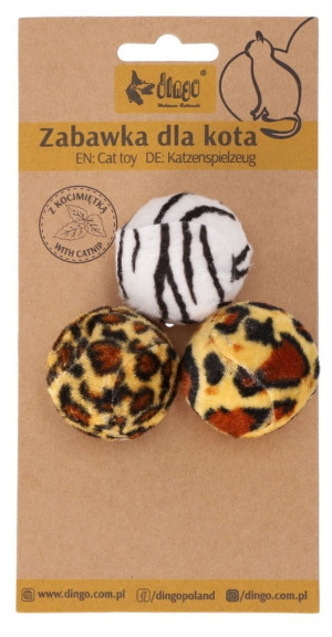 DINGO Piłka Kocia Dżungla 3szt. (4 cm)