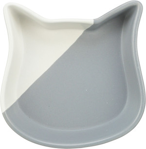 TRIXIE Miska ceramiczna dla kota w kształcie głowy kota 0,2l/13 cm - szara/biała