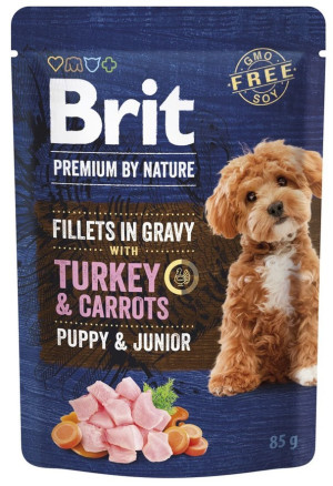 BRIT PREMIUM BY NATURE Puppy and Junior Pouch Gravy Fillets Turkey and Carrots 85g