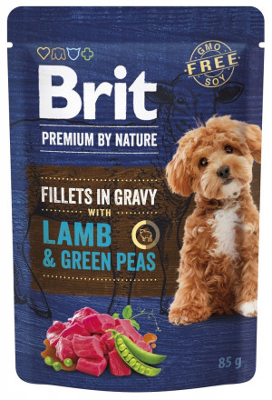BRIT PREMIUM BY NATURE Pouch Gravy Fillets Lamb and Green Peas 85g