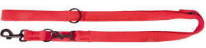 DINGO Smycz przedłużana z taśmy bawełnianej - czerwona 1,6cm x 120-220cm