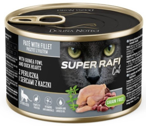 DOLINA NOTECI SUPER RAFI dla kota z sterilizowanego z perliczką i sercami kaczki 185g