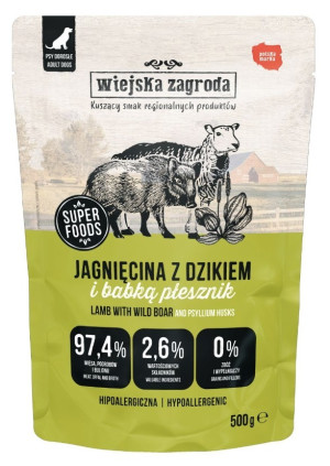 WIEJSKA ZAGRODA PIES Jagnięcina z dzikiem 500g (saszetka)