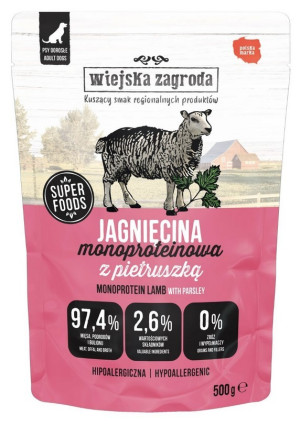 WIEJSKA ZAGRODA PIES Monobiałkowa Jagnięcina 500g (saszetka)
