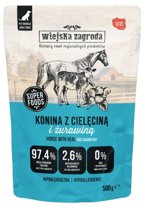 WIEJSKA ZAGRODA PIES Konina z cielęciną 500g (saszetka)