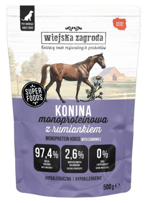 WIEJSKA ZAGRODA PIES Monobiałkowa Konina 500g (saszetka)