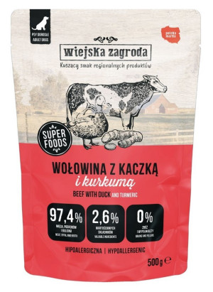 WIEJSKA ZAGRODA PIES Wołowina z kaczką 500g (saszetka)