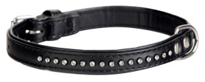 DINGO Obroża Glamour - czarna 16mm x 35cm