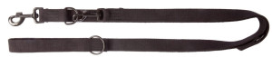 DINGO Smycz przedłużana z taśmy bawełnianej - czarna 1,6cm x 120-220cm