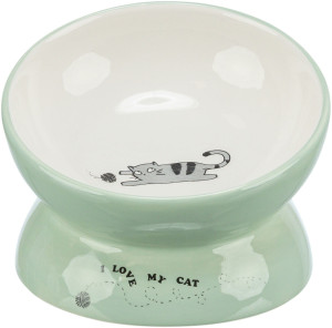 TRIXIE Miska podwyższona z ceramiki dla kota 0.15 l/13 cm - szałwiowa/biała