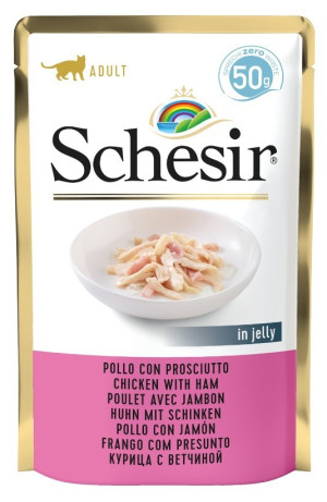 SCHESIR CAT Chicken with ham in jelly 50g (saszetka)