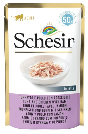 SCHESIR CAT Tuna and chicken with ham in jelly 50g (saszetka)