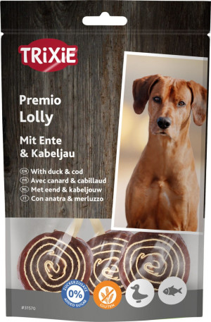 TRIXIE Premio Lolly przysmak dla psa kaczka i dorsz 11cm 80g