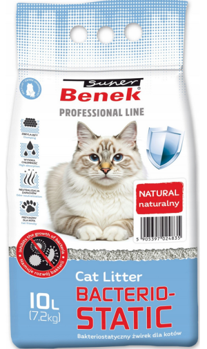 SUPER BENEK Bakteriostatyczny żwirek bentonitowy dla kota 10L