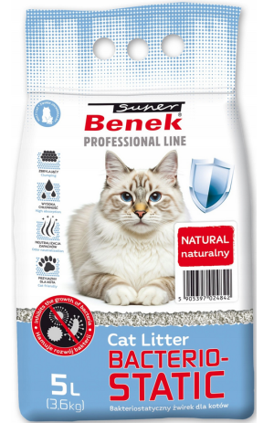 SUPER BENEK Bakteriostatyczny żwirek bentonitowy dla kota 5L