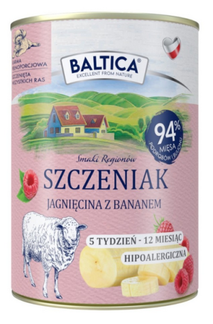 BALTICA SMAKI REGIONÓW Szczeniak Jagnięcina z bananem (puszka) 400g