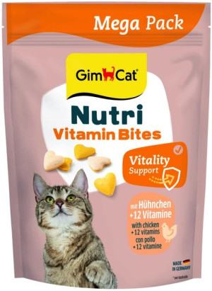 GIMCAT Nutri Multi-Vitamin Bites Serduszka z kurczakiem przysmak dla kota 425g