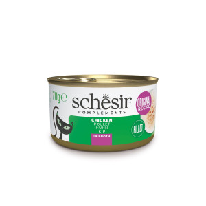 SCHESIR Complements karma mokra dla kotów kurczak w bulionie 70g (puszka)