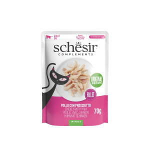 SCHESIR Complements karma mokra dla kotów kurczak z szynką w galarecie 70g (saszetka)
