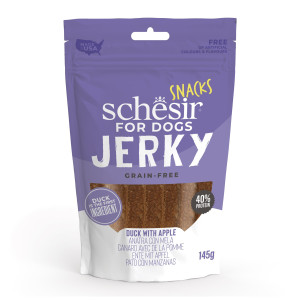 SCHESIR Jerky przysmak dla psów kaczka z jabłkiem suszona 145g (saszetka)
