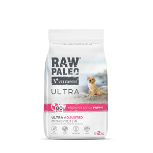 RAW PALEO Ultra Pork Puppy Medium/Large - sucha karma z wieprzowiną dla szczeniąt ras średnich i dużych 2 kg