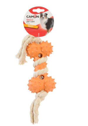 CAMON Dog Toy Rubber Kość z Lina 14cm