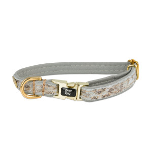 BARRY KING Obroża dla psa Wild Snow Leopard - szara S - 13mm/25-40cm