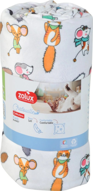 ZOLUX Legowisko dla kota pled wzór koty i myszy Chatouille 152,5x74cm