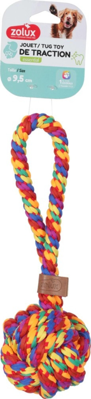 ZOLUX Zabawka dla psa szarpak piłka sznur Rainbow 9,5cm