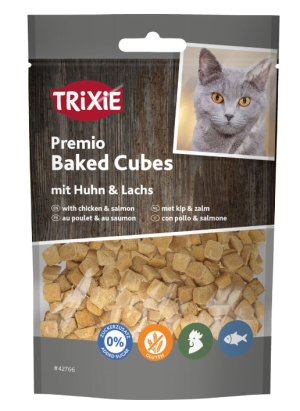 TRIXIE Premio Baked Cubes przysmak dla kota kurczak i łosoś 50g