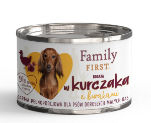 FAMILY FIRST Puszka dla psa Bogata w kurczaka z burakami 200g
