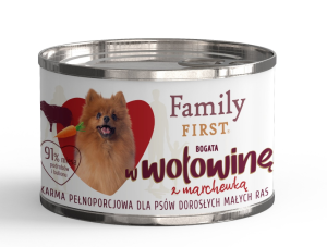 FAMILY FIRST Puszka dla psa Bogata w wołowinę z marchewką 200g