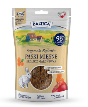 BALTICA PRZYSMAKI REGIONÓW mięsne paski królik z marchewką 90g