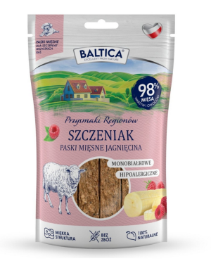 BALTICA PRZYSMAKI REGIONÓW mięsne paski dla szczeniąt jagnięcina 90g