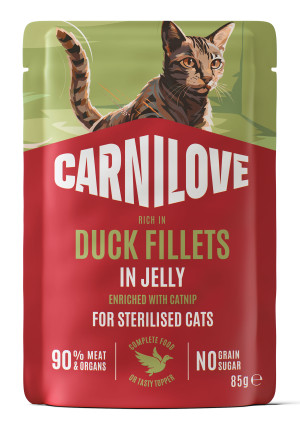 CARNILOVE CAT Adult Sterilised Duck in jelly 85g (saszetka)