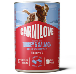 CARNILOVE DOG Puppy Salmon and Turkey 400g (puszka)
