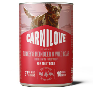 CARNILOVE DOG Adult Turkey, Reindeer and Wild Boar 400g (puszka)
