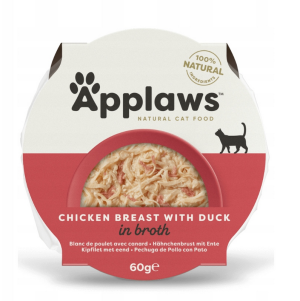 APPLAWS Cat soczysta pierś z kurczaka z kaczką w miseczce dla kota 60g