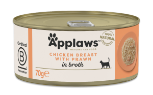 APPLAWS Cat pierś z kurczaka z krewetkami w puszce w bulionie dla kota 70g