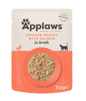 APPLAWS Cat kurczak z łososiem w saszetce w bulionie dla kota 70g
