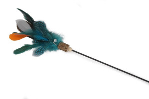 CAMON Cat Toy - wędka 65cm pióra pomarańcz z dzwonkiem