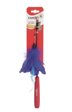 CAMON Cat Toy - wędka 96cm teleskopowa z piórami