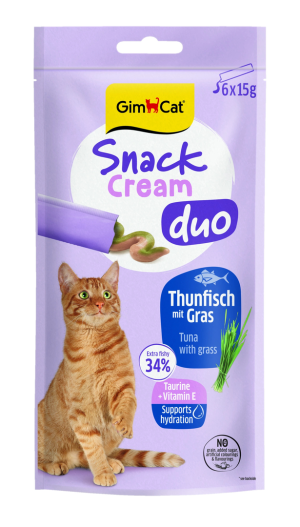 GIMCAT Cream Snack Duo Tuńczyk/Trawa 6x15g