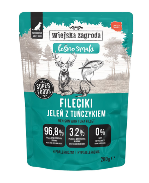 WIEJSKA ZAGRODA Fileciki Jeleń z tuńczykiem Leśne smaki 280g