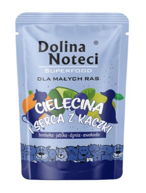 DOLINA NOTECI SUPERFOOD Karma mokra dla psów cielęcina i serca z kaczki 100g