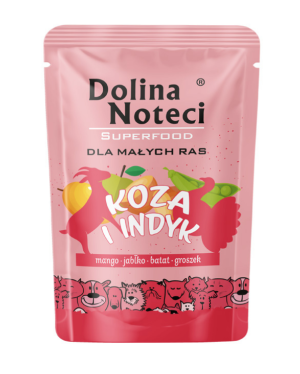 DOLINA NOTECI SUPERFOOD Mokra karma dla psów Koza i Indyk 100g (saszetka)